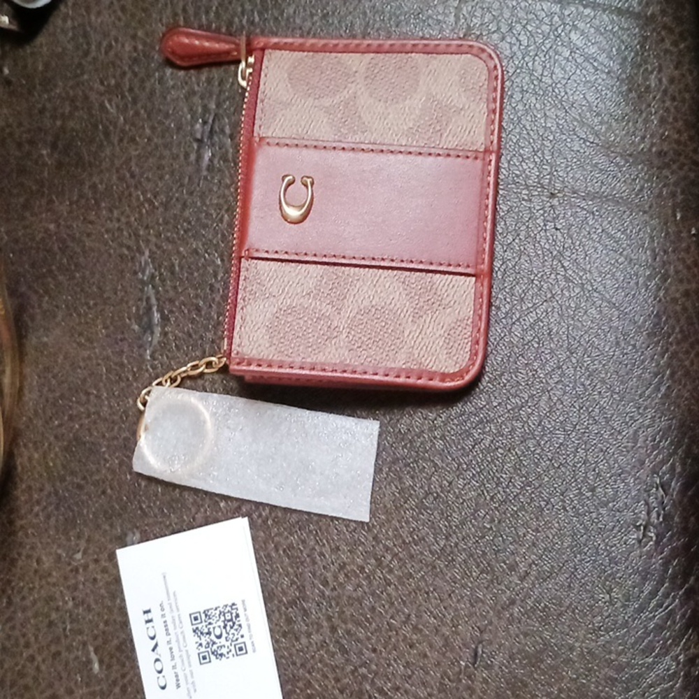 Coach mini skinny ID case in signature canvas